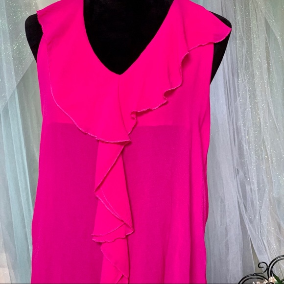 Kut from the Kloth Fuchsia Ruffle Knot Racerback - Picture 3 of 8